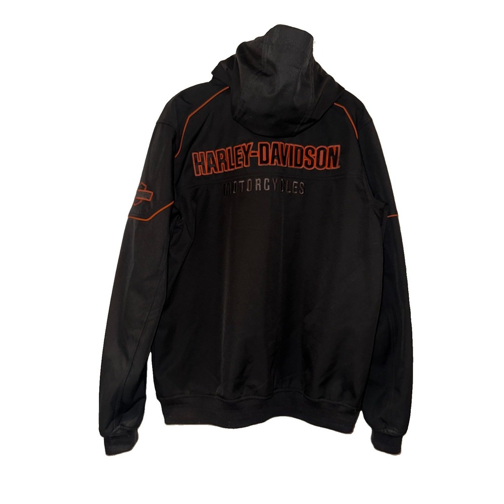 Harley-Davidson Genuine Motorcycles Black Hooded Jacket Size Large Tall